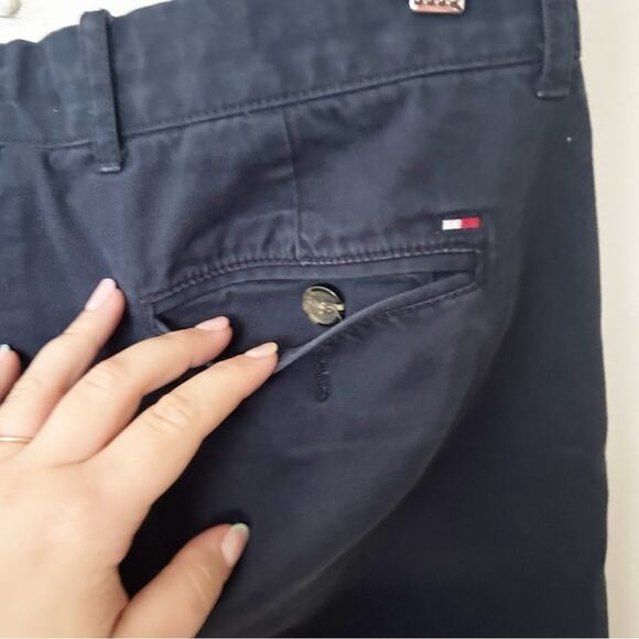 Tommy Hilfiger Mens Navy Blue Khaki Pants Straight Leg Pockets Officewear 30x30 - Picture 6 of 7